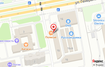 Кафе Полесье на улице Генерала Попова на карте