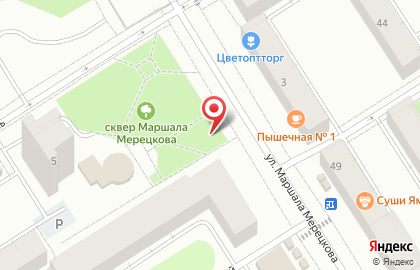 Магазин продуктов на улице Маршала Мерецкова на карте