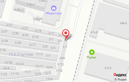 Гаражный кооператив Спутник в Кировском районе на карте