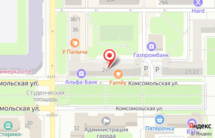 Аптека Фармация на Комсомольской улице, 21 в Новомосковске на карте