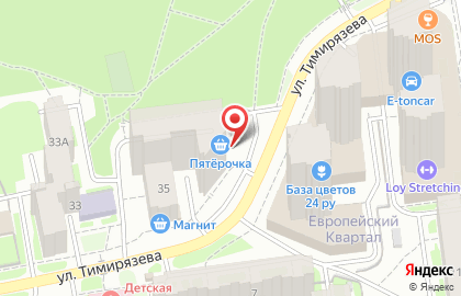 Супермаркет Пятёрочка на улице Тимирязева на карте
