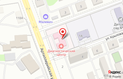 Диагностический центр на Артиллерийской улице на карте