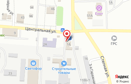 Продовольственный магазин на Центральной улице на карте