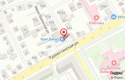 Магазин материалов для корпусной мебели Урал Декор на Туркестанской улице на карте