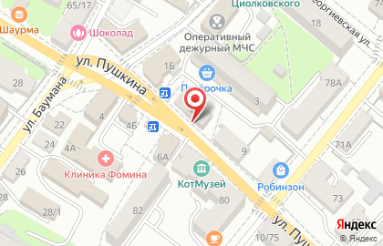 Магазин электротоваров Электромир на улице Пушкина на карте
