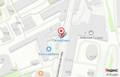 Торгово-сервисная компания ПетерКлюч в Михайловском переулке на карте