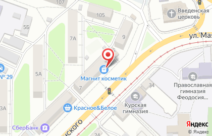 Супермаркет Магнит в Железнодорожном районе на карте