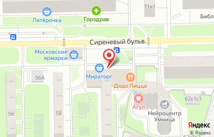 Супермаркет Мираторг в Москве на карте