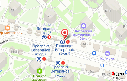 Банкомат Банк Санкт-Петербург на проспекте Ветеранов на карте
