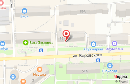 Магазин-салон Соболь на улице Воровского на карте