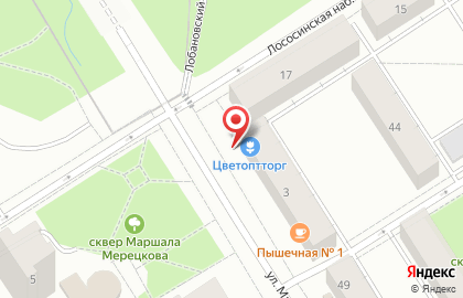 Салон цветов ЦВЕТОПТТОРГ на улице Маршала Мерецкова на карте