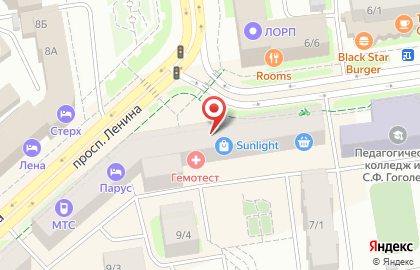 Парус на проспекте Ленина на карте