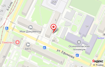 Политическая партия Новые Люди на улице Ефимова на карте