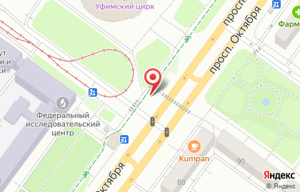 Киоск по продаже фастфудной халяль продукции Уфимский трамвайчик на проспекте Октября на карте