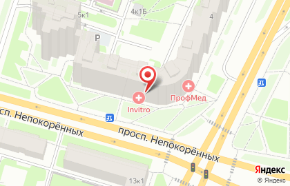 Медицинская компания Инвитро на проспекте Непокорённых на карте