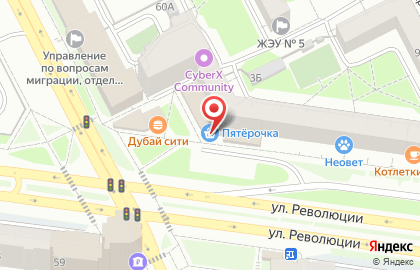 Супермаркет Пятёрочка в Свердловском районе на карте