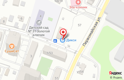 Супермаркет Дикси на Первомайской улице в Химках на карте
