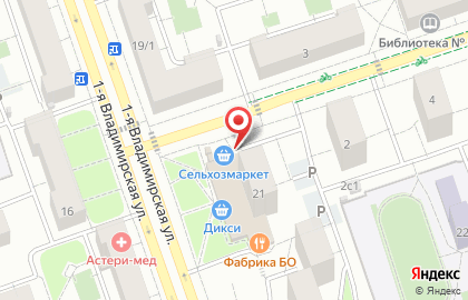 Магазин Куриный домик на 1-й Владимирской улице на карте