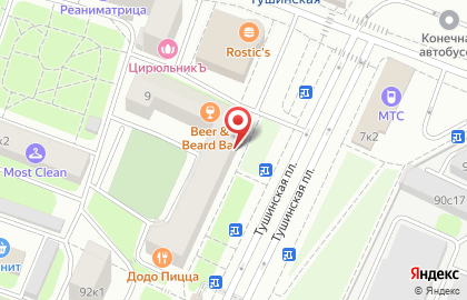 Билетная касса на метро Тушинская на карте