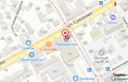 Супермаркет Перекресток на улице Суворова на карте