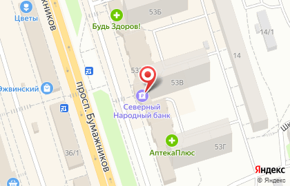 Банкомат Росгосстрах Банк, филиал в г. Сыктывкаре на улице Бумажников, 53в на карте