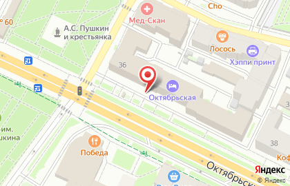 Гостиница Октябрьская в Пскове на карте