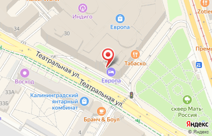 Отель Европа в Калининграде на карте