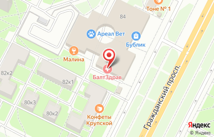 Клиника БалтЗдрав на Академической на карте