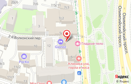 Гостиница Hotel Gipnoz na Cvetnom 3* во 2-м Волконском переулке на карте