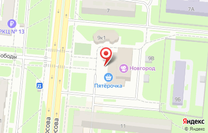 Супермаркет Пятёрочка на улице Ломоносова на карте