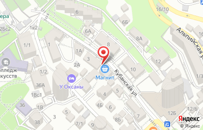 Супермаркет Магнит на Кубанской улице на карте