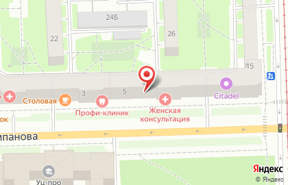 Женская консультация №5 на метро Московская на карте