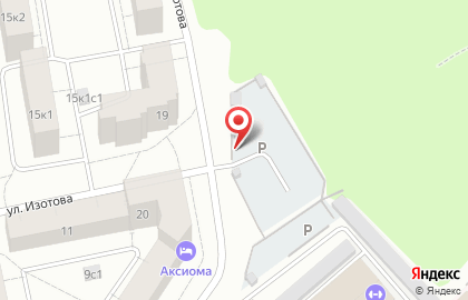 Автостоянка на ул. Изотова, 29а на карте