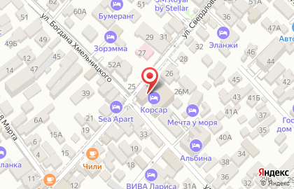 Отель Корсар в Сочи на карте
