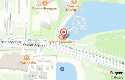 Ресторан Русская Рыбалка на Крестовском острове на карте