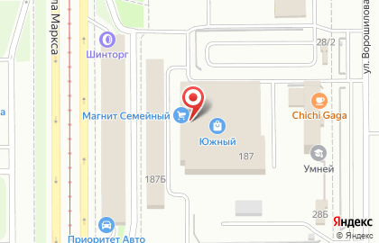 Магазин одежды и обуви Планета в Челябинске на карте