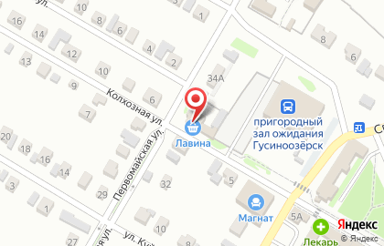 Продуктовый магазин Лавина на Колхозной улице на карте