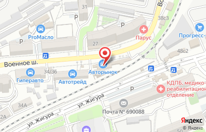 Магазин автозапчастей Автомиг в Первореченском районе на карте