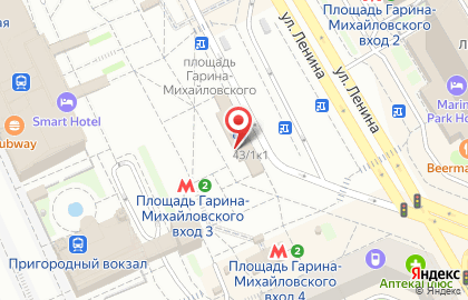 Кафе Подорожник на Площади Гарина-Михайловского на карте