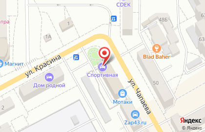 Гостиница Спортивная в Кирове на карте