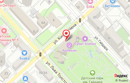 Семейное кафе Зазеркалье на улице Льва Толстого на карте