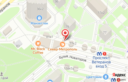 Кофейня Hochu Coffee на метро Проспект Ветеранов на карте