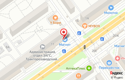 Супермаркет Магнит у дома в Тракторозаводском районе на карте