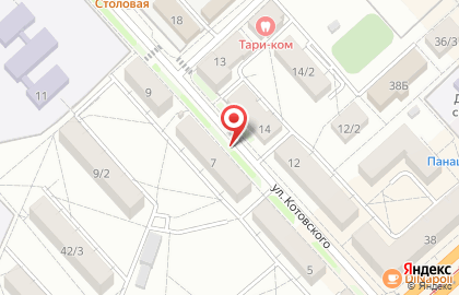Автостоянка на ул. Котовского, 20а на карте