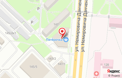 Супермаркет Пятёрочка на улице Немировича-Данченко на карте