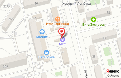 Телекоммуникационная компания МТС на Агрономической улице на карте