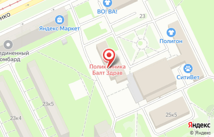 Клиника БалтЗдрав на улице Дыбенко на карте