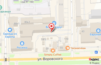Зоомагазин Хвостатый друг на улице Воровского на карте