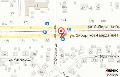 Продовольственный магазин Заря на улице Сибиряков-Гвардейцев на карте