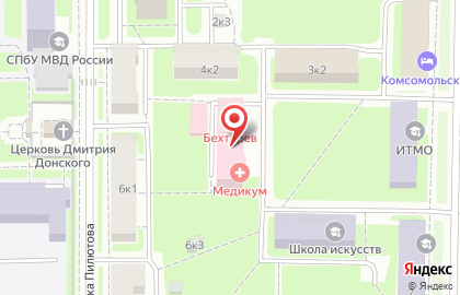 Медицинский центр Бехтерев на улице Лётчика Пилютова на карте